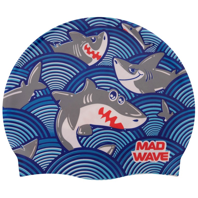 Шапочка для плавання силіконова юніорська MadWave Junior SHARKY M057911 кольори в асортименті