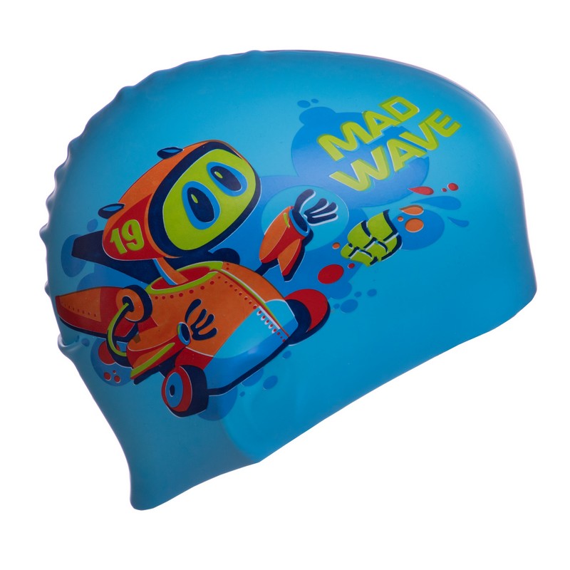 Шапочка для плавання силіконова юніорська MadWave Junior MAD BOT M057915 кольори в асортименті
