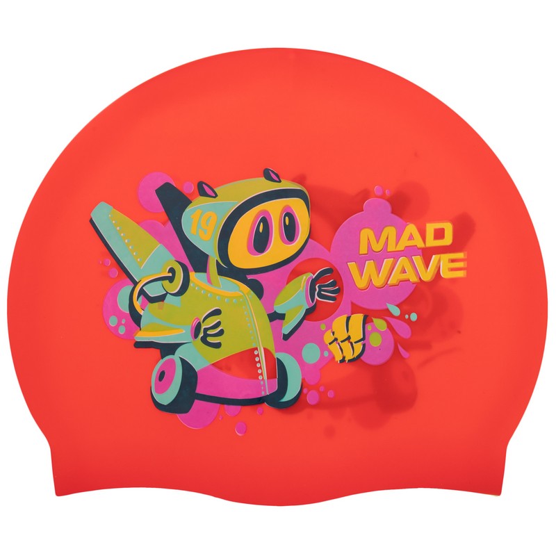 Шапочка для плавання силіконова юніорська MadWave Junior MAD BOT M057915 кольори в асортименті