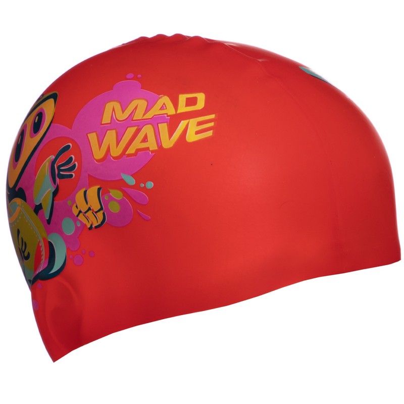Шапочка для плавання силіконова юніорська MadWave Junior MAD BOT M057915 кольори в асортименті