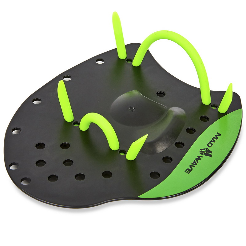 Лопатки для плавання ласти для рук MadWave PRO M074002 S-L чорний-зелений