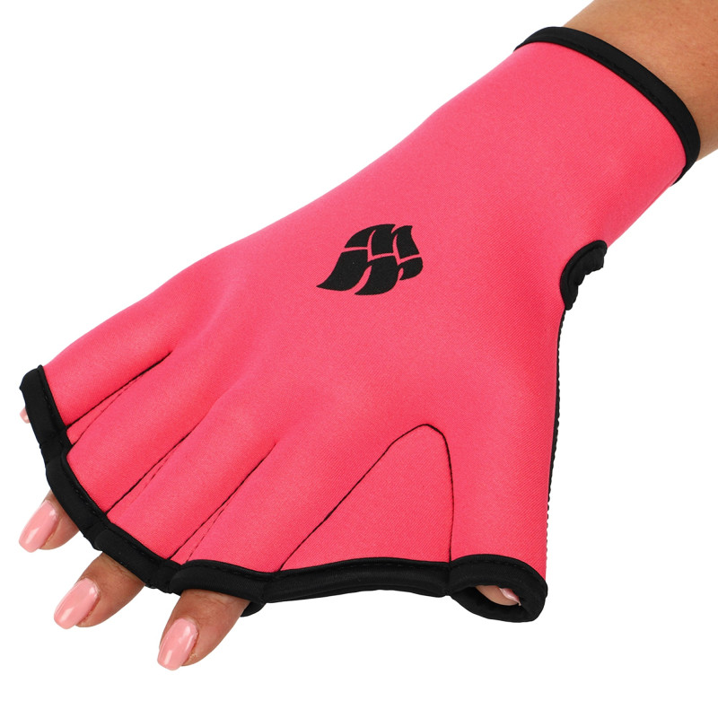 Акваперчатки для аквафітнесу Aquafitness gloves MadWave M074603 S-L рожевий-чорний