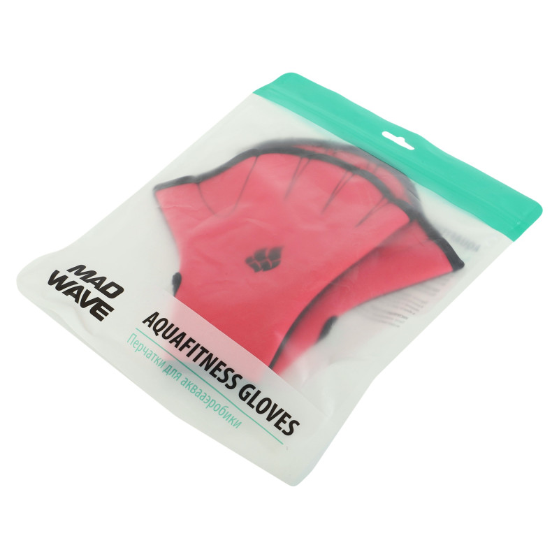 Акваперчатки для аквафітнесу Aquafitness gloves MadWave M074603 S-L рожевий-чорний