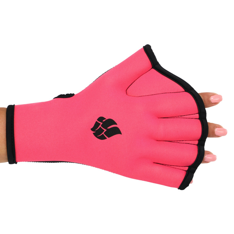 Акваперчатки для аквафітнесу Aquafitness gloves MadWave M074603 S-L рожевий-чорний