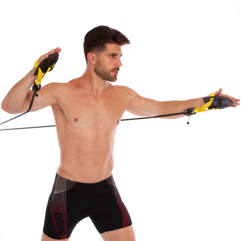 Тренажер для плавання з лопатками для тренування гребка MadWave TRAINER DRY M077103100W опір 1,3-3,6кг сірий