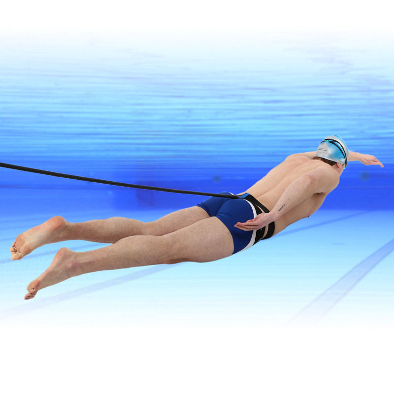 Поясний тренажер парний для плавання MadWave BELT TRAINER TWO SIDE M077106 довжина 2,4м чорний