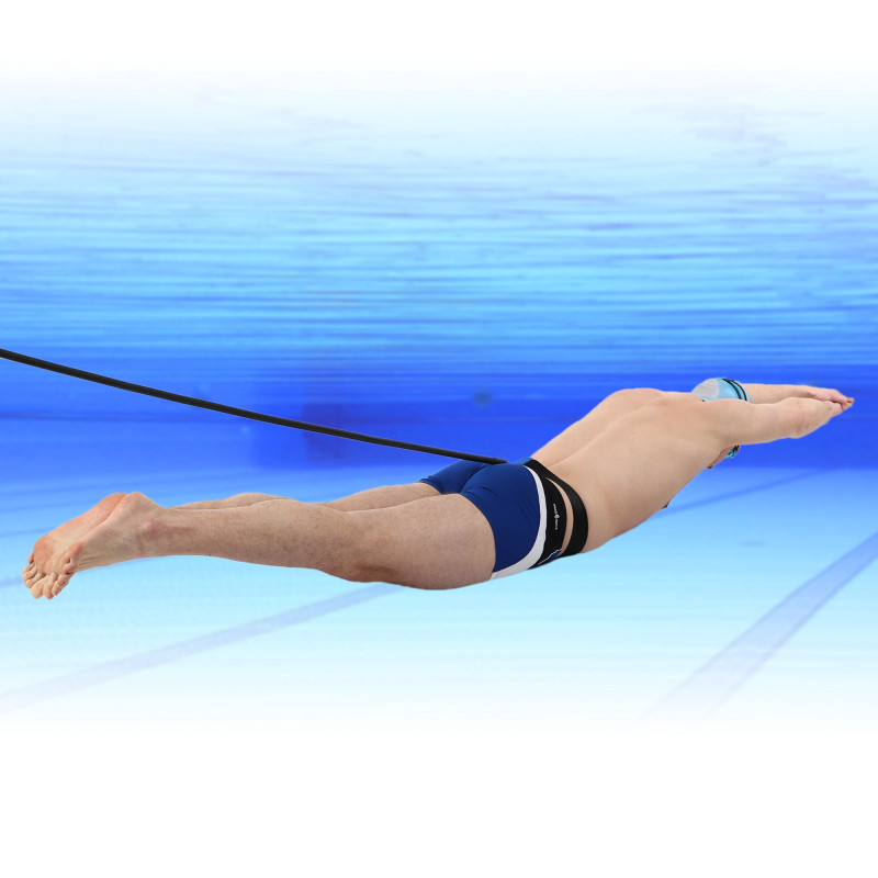 Поясний тренажер парний для плавання MadWave BELT TRAINER TWO SIDE M077106 довжина 2,4м чорний