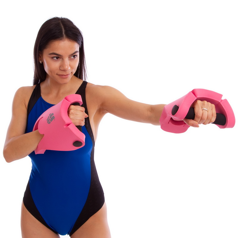 Гантелі для аквафітнесу та аквааеробіки аква-гантелі Aqua Dumbbells MadWave AQUACOMBAT M082301 2шт рожевий