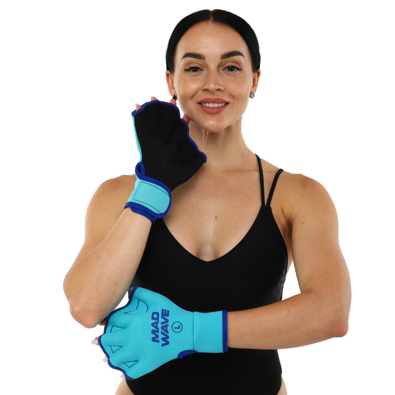 Акваперчатки для аквафітнесу Aquafitness gloves MadWave M082906 бірюзовий