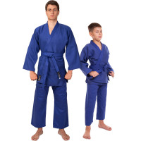 Кімоно для дзюдо куртка штани та пояс MATSA MA-0015 120-190см синій