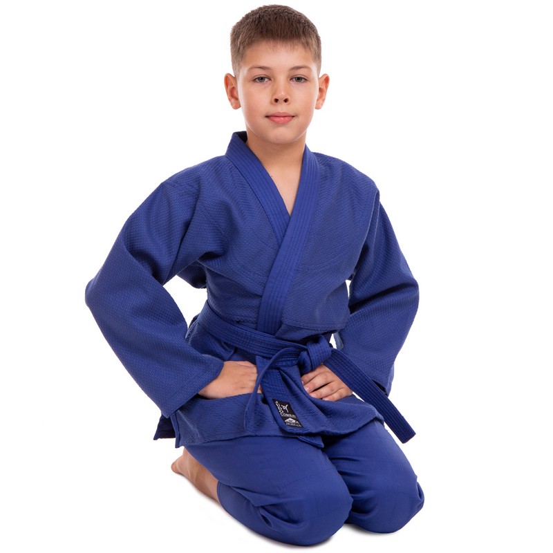 Кімоно для дзюдо куртка штани та пояс MATSA MA-0015 120-190см синій