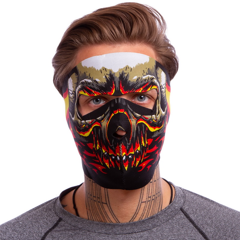 Маска лицьова вітрозахисна креативна термонавушники SP-Sport MS-4344-3 Red Evil Skull чорний
