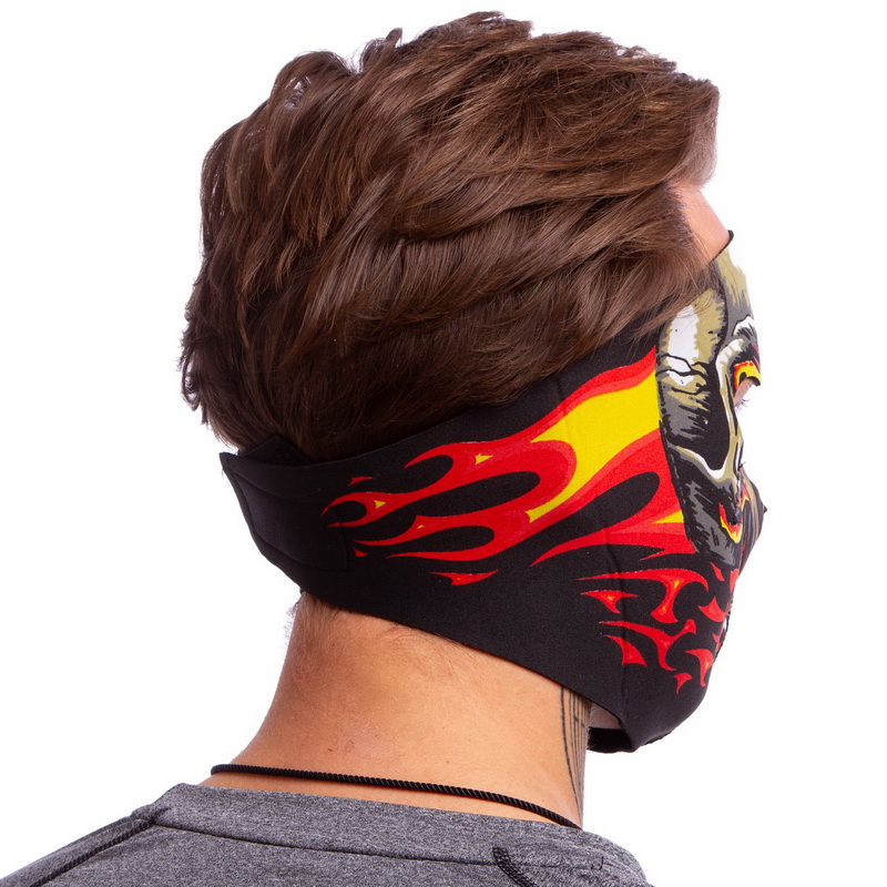 Маска лицьова вітрозахисна креативна термонавушники SP-Sport MS-4344-3 Red Evil Skull чорний
