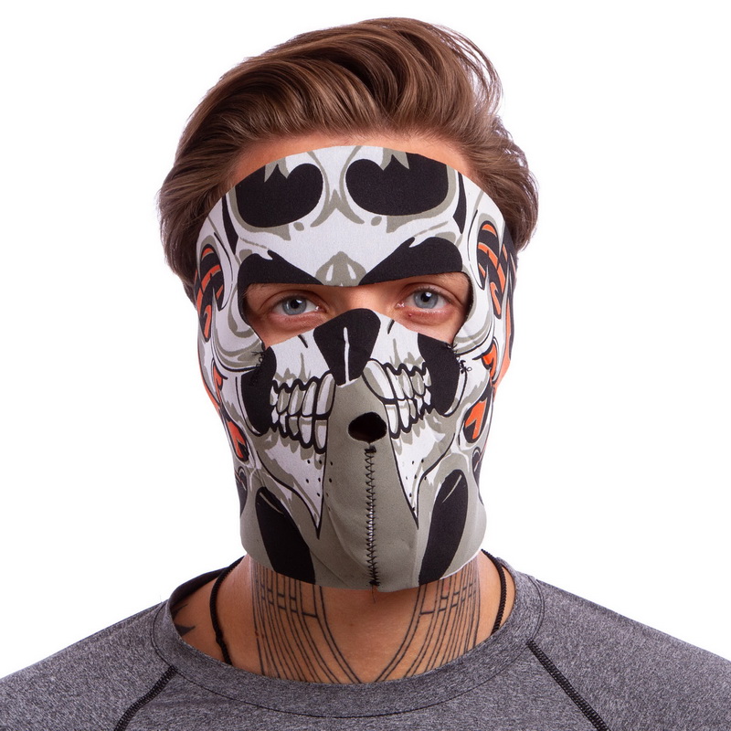 Маска лицьова вітрозахисна креативна термонавушники SP-Sport MS-4344-4 Tribal Skull чорний