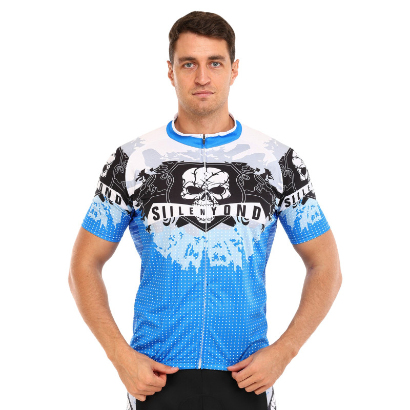 Велоформа літня джерсі та шорти SPOINT SKULL MS-6820-BL M-3XL синій-білий-чорний