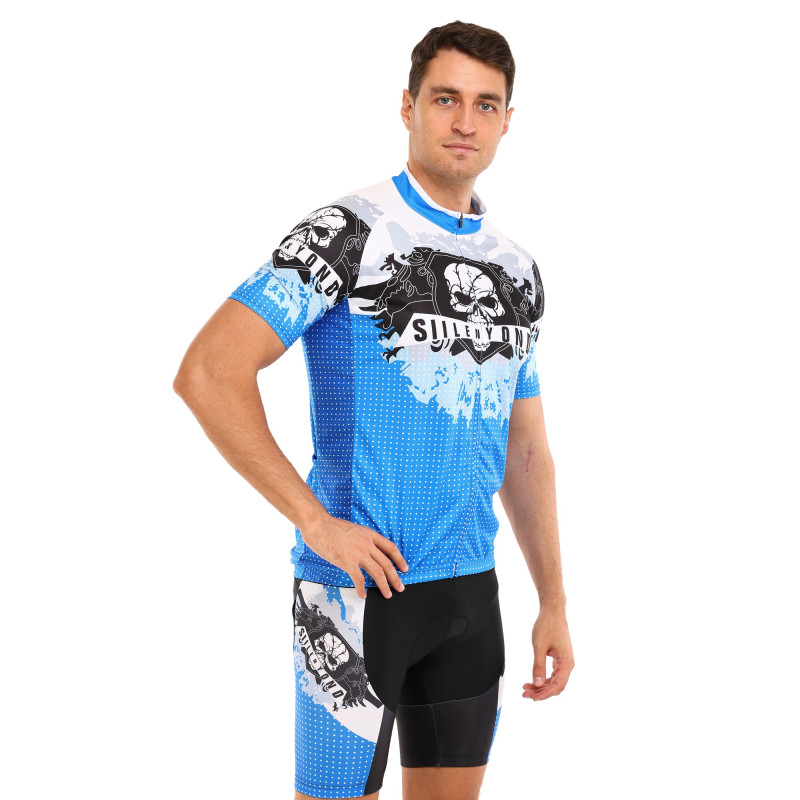 Велоформа літня джерсі та шорти SPOINT SKULL MS-6820-BL M-3XL синій-білий-чорний
