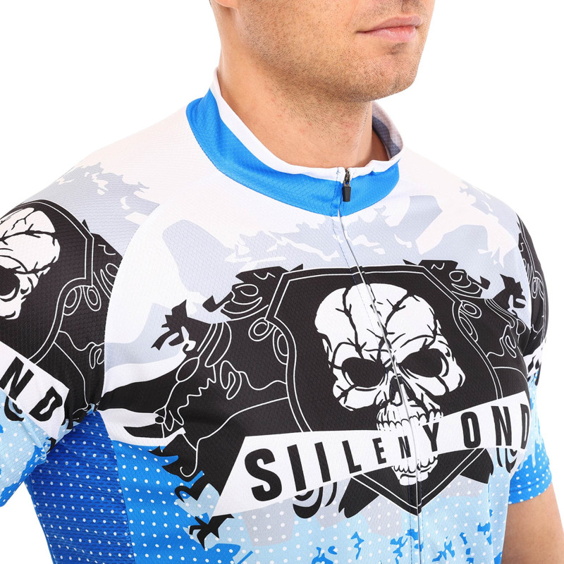 Велоформа літня джерсі та шорти SPOINT SKULL MS-6820-BL M-3XL синій-білий-чорний