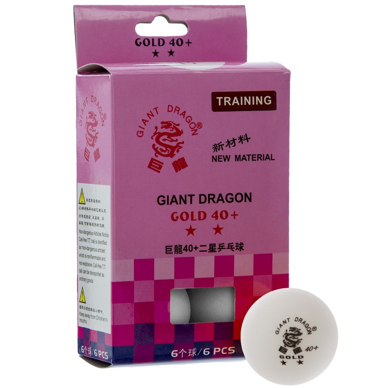 Набір м'ячів для настільного тенісу GIANT DRAGON GOLD 40+ 2star MT-6561 6шт кольори в асортименті