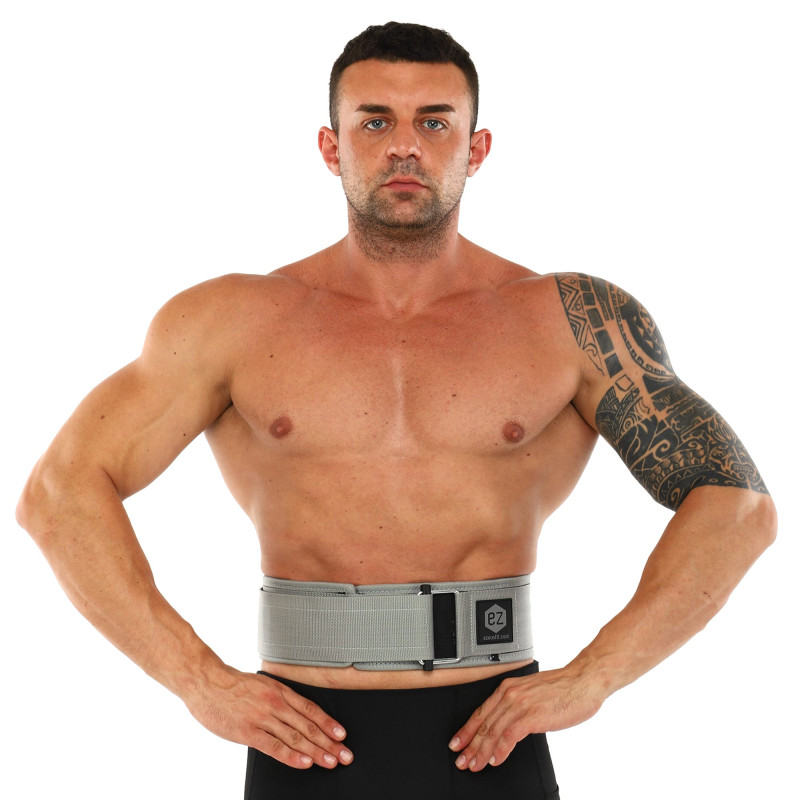 Пояс атлетичний посилений регульований QUICK LOCKING WEIGHTLITING BELT EZOUS O-02 спинка-10см розмір S-L сірий