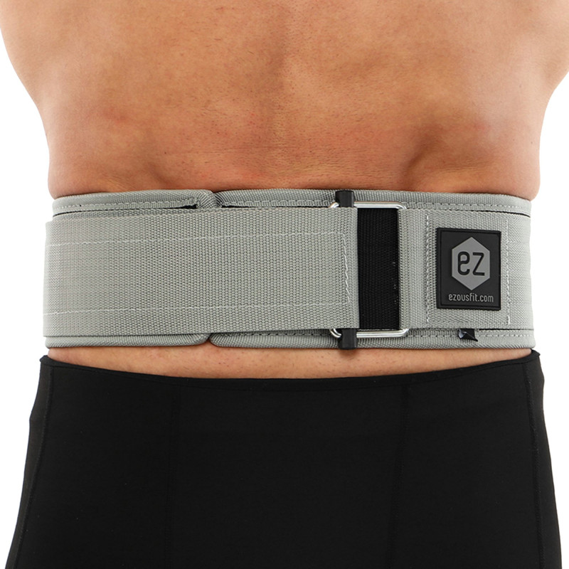 Пояс атлетичний посилений регульований QUICK LOCKING WEIGHTLITING BELT EZOUS O-02 спинка-10см розмір S-L сірий