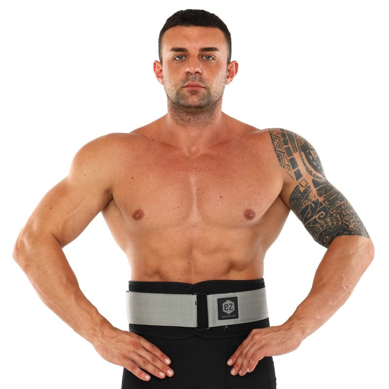Пояс атлетичний текстильний EZOUS LIFTING BELT ARMOR O-03 спинка-17см розмір S-L чорний-сірий