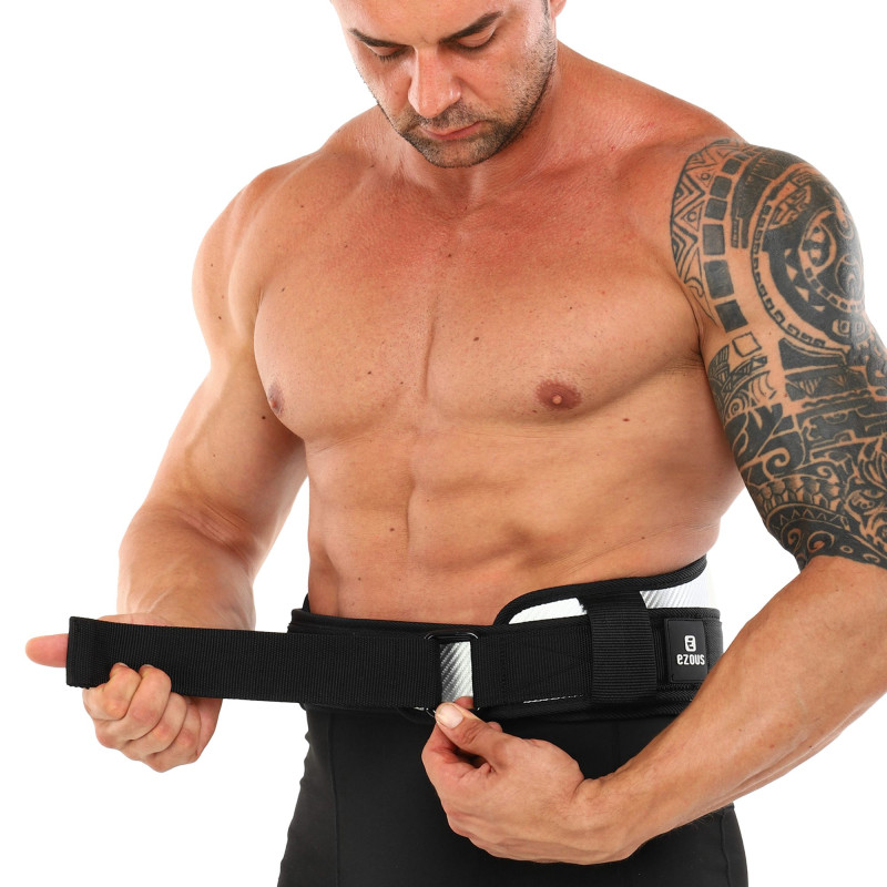 Пояс атлетичний текстильний EZOUS CARBON FIBER BELT WITH WAIST PAD O-08 спинка-16см розмір S-L чорний
