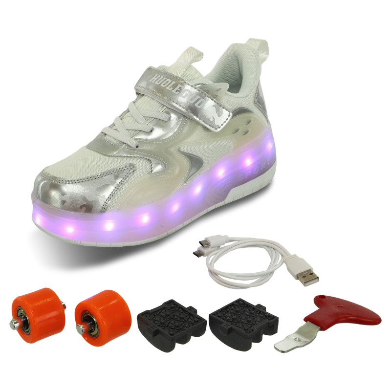 Роликові кросівки з підсвічуванням LED на двох колесах Huoleguo OB-3419 розмір 32-40 кольори в асортименті