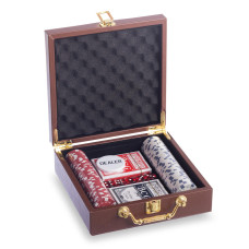 Набір для покеру в кейсі з екошкіри Poker game set SP-Sport PK100L 100 фішок