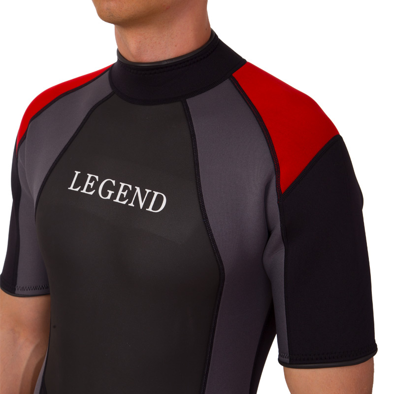 Гідрокостюм короткий для серфінгу та водних лиж чоловічий LEGEND PL-6407 3мм чорний-червоний-сірий