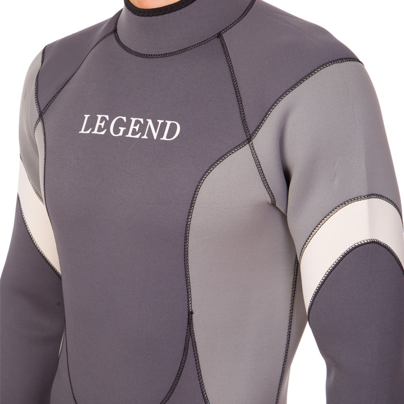 Гідрокостюм довгий чоловічий LEGEND PL-6561 3мм сірий-білий-чорний