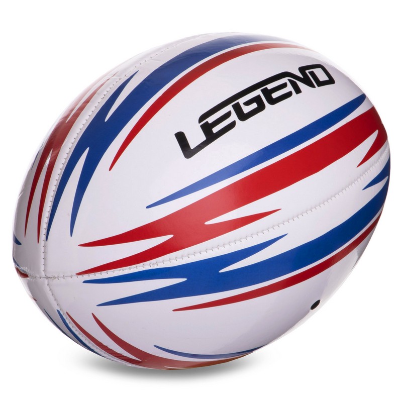 М'яч для регбі юніорський LEGEND R-3289 розмір 4 білий-червоний-синій
