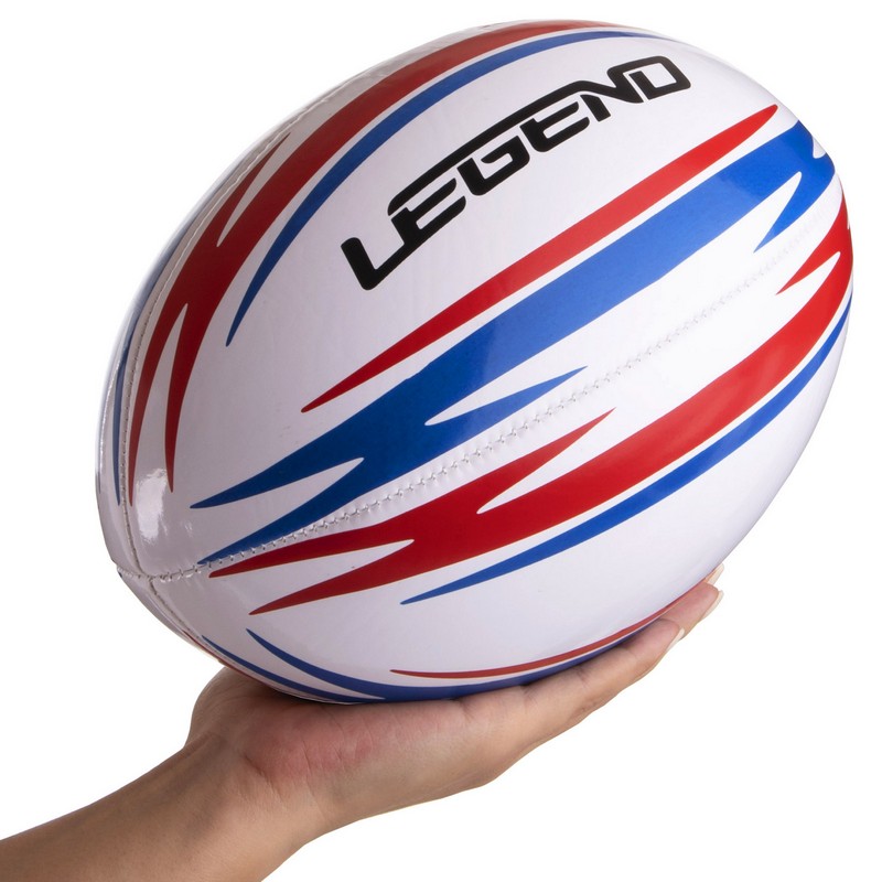 М'яч для регбі юніорський LEGEND R-3289 розмір 4 білий-червоний-синій