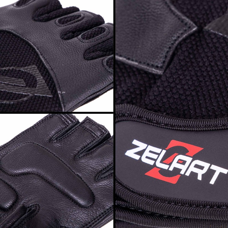 Рукавиці спортивні шкіряні Zelart SB-161555 S-XXL чорний