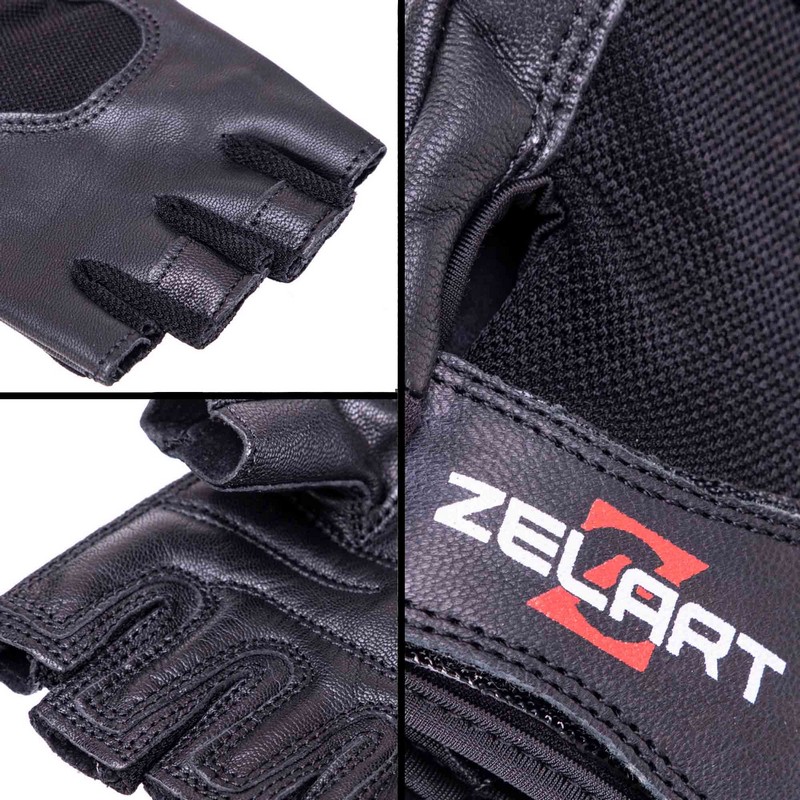 Рукавиці спортивні шкіряні Zelart SB-161556 S-XXL чорний