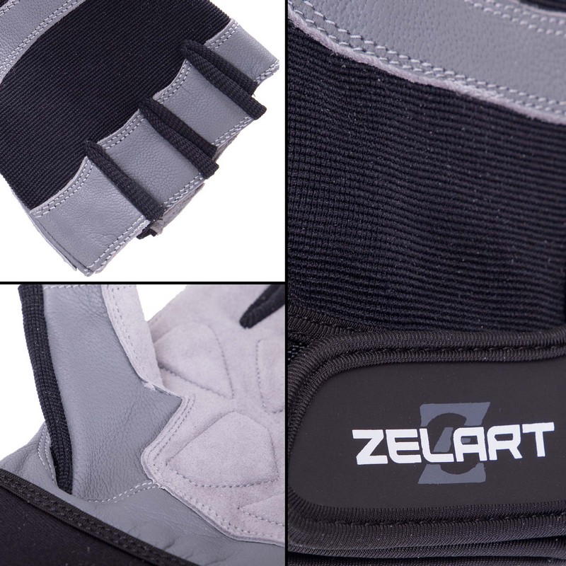 Рукавиці для фітнесу та тренувань Zelart SB-161594 S-XXL чорний-сірий