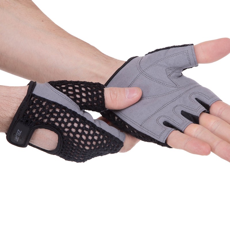 Рукавиці для фітнесу та тренувань Zelart SB-161953 S-L чорний-блакитний