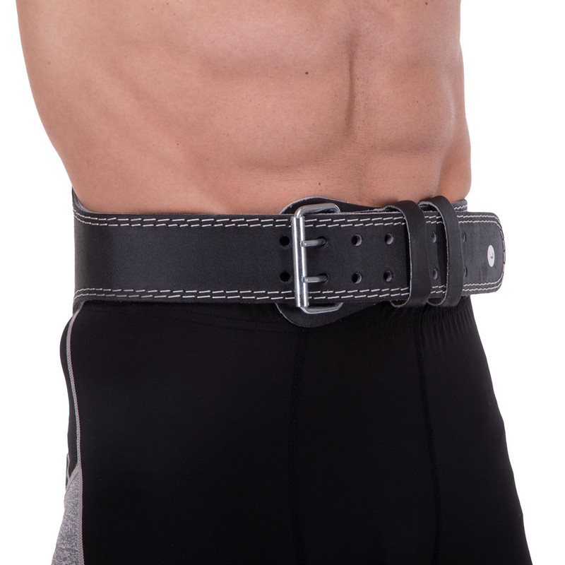Пояс атлетичний шкіряний Zelart SB-165053 спинка-15см розмір-XS-XXL чорний