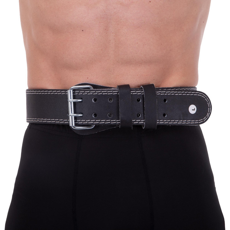 Пояс атлетичний шкіряний Zelart SB-165053 спинка-15см розмір-XS-XXL чорний