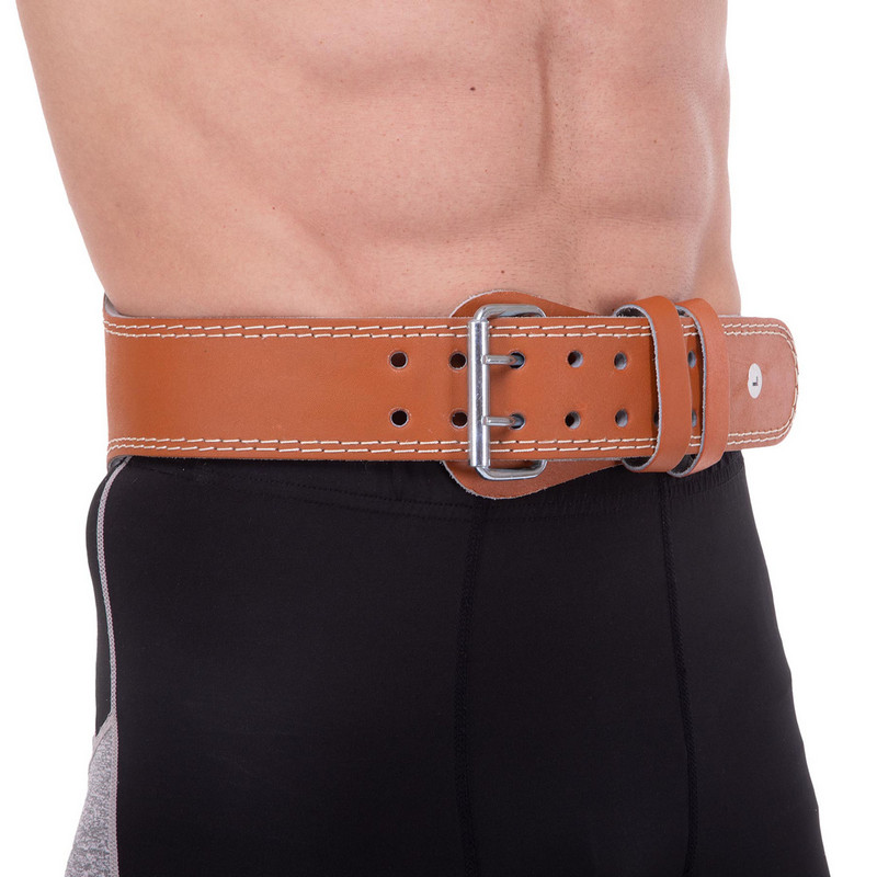 Пояс атлетичний шкіряний Zelart SB-165056 спинка-15см розмір-XS-XXL коричневий