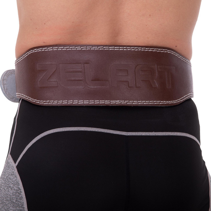 Пояс атлетичний шкіряний Zelart SB-165076 спинка-10см розмір-XS-XXL темно-коричневий