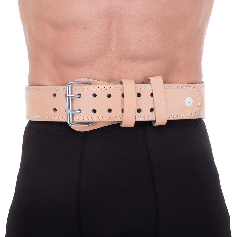 Пояс атлетичний шкіряний Zelart SB-165101 спинка-15см розмір-XS-XXL бежевий