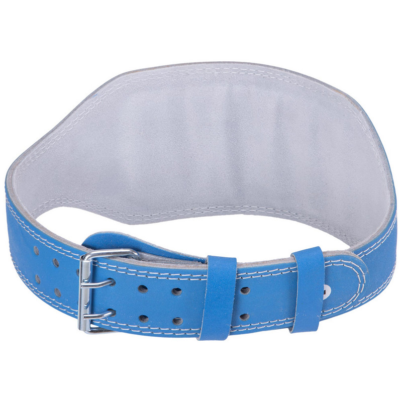 Пояс атлетичний шкіряний Zelart SB-165103 спинка-15см розмір-XS-XXL синій