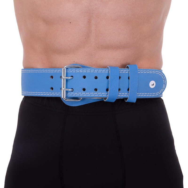Пояс атлетичний шкіряний Zelart SB-165103 спинка-15см розмір-XS-XXL синій