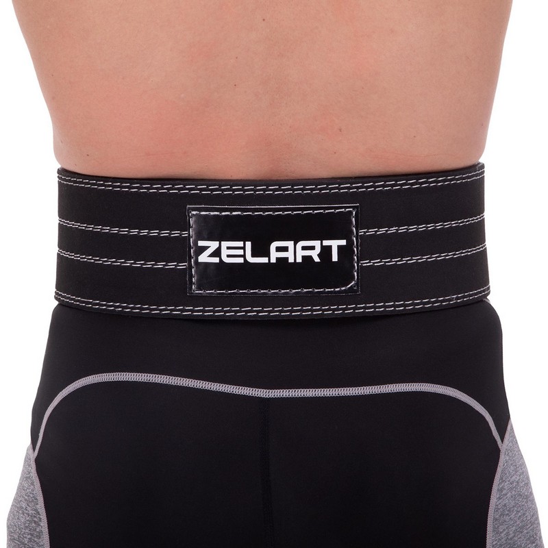 Пояс для пауерліфтингу шкіряний Zelart SB-165150 спинка-10см розмір-XS-XXL чорний