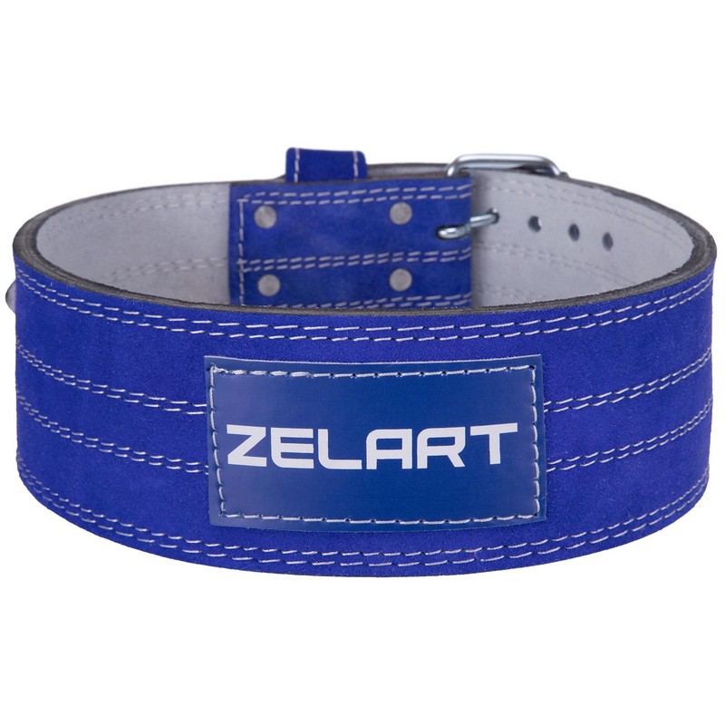 Пояс для пауерліфтингу шкіряний Zelart SB-165155 спинка-10см розмір-XS-XXL синій