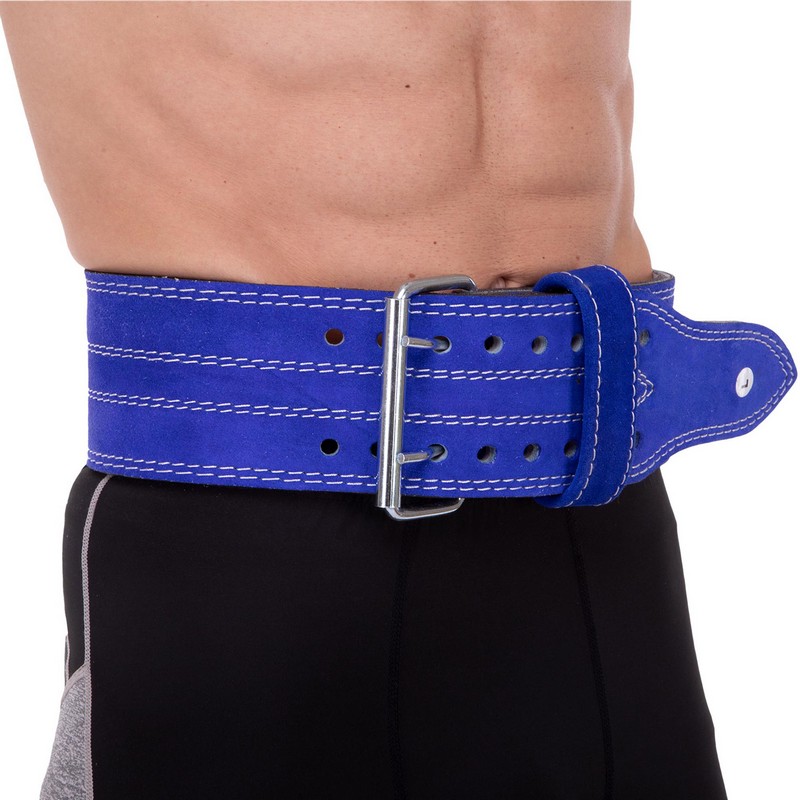 Пояс для пауерліфтингу шкіряний Zelart SB-165155 спинка-10см розмір-XS-XXL синій