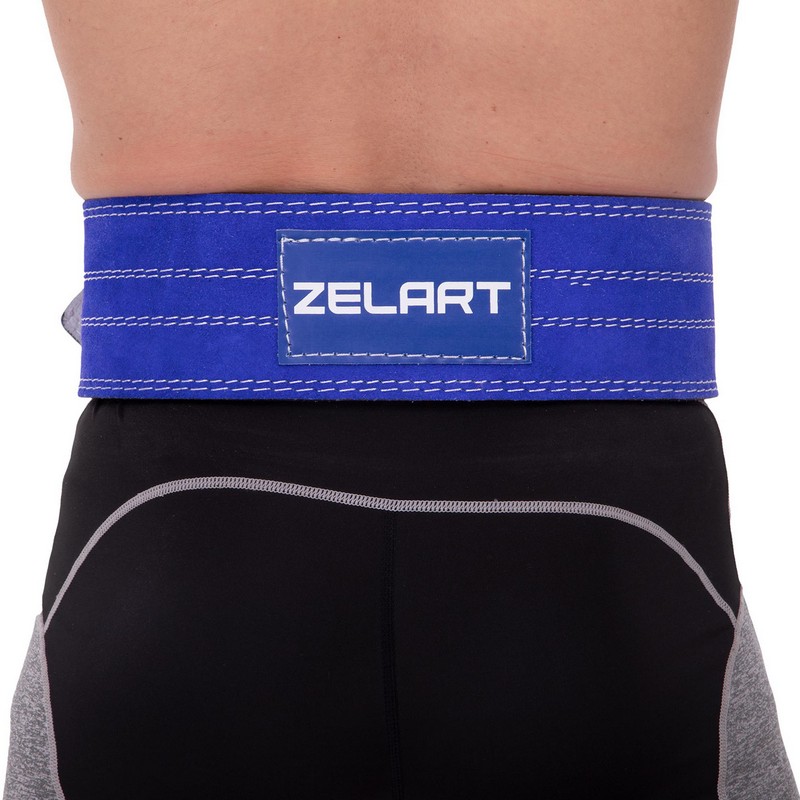 Пояс для пауерліфтингу шкіряний Zelart SB-165155 спинка-10см розмір-XS-XXL синій