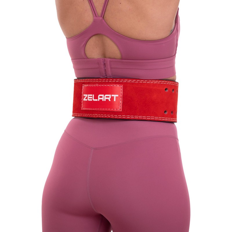 Пояс для пауерліфтингу шкіряний Zelart SB-165159 спинка-10см розмір-XS-XXL червоний