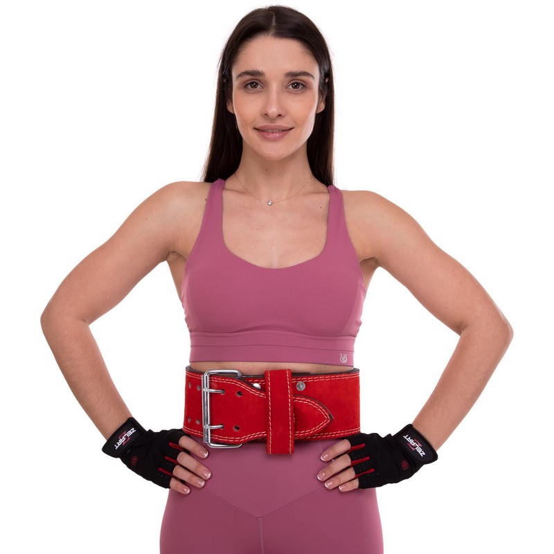 Пояс для пауерліфтингу шкіряний Zelart SB-165159 спинка-10см розмір-XS-XXL червоний