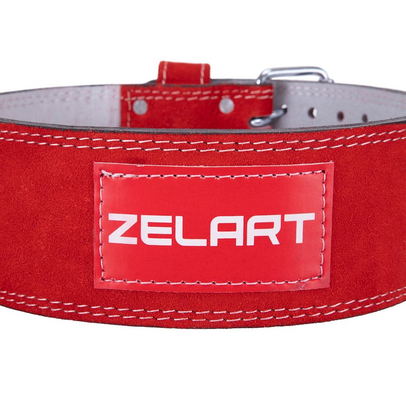 Пояс для пауерліфтингу шкіряний Zelart SB-165159 спинка-10см розмір-XS-XXL червоний